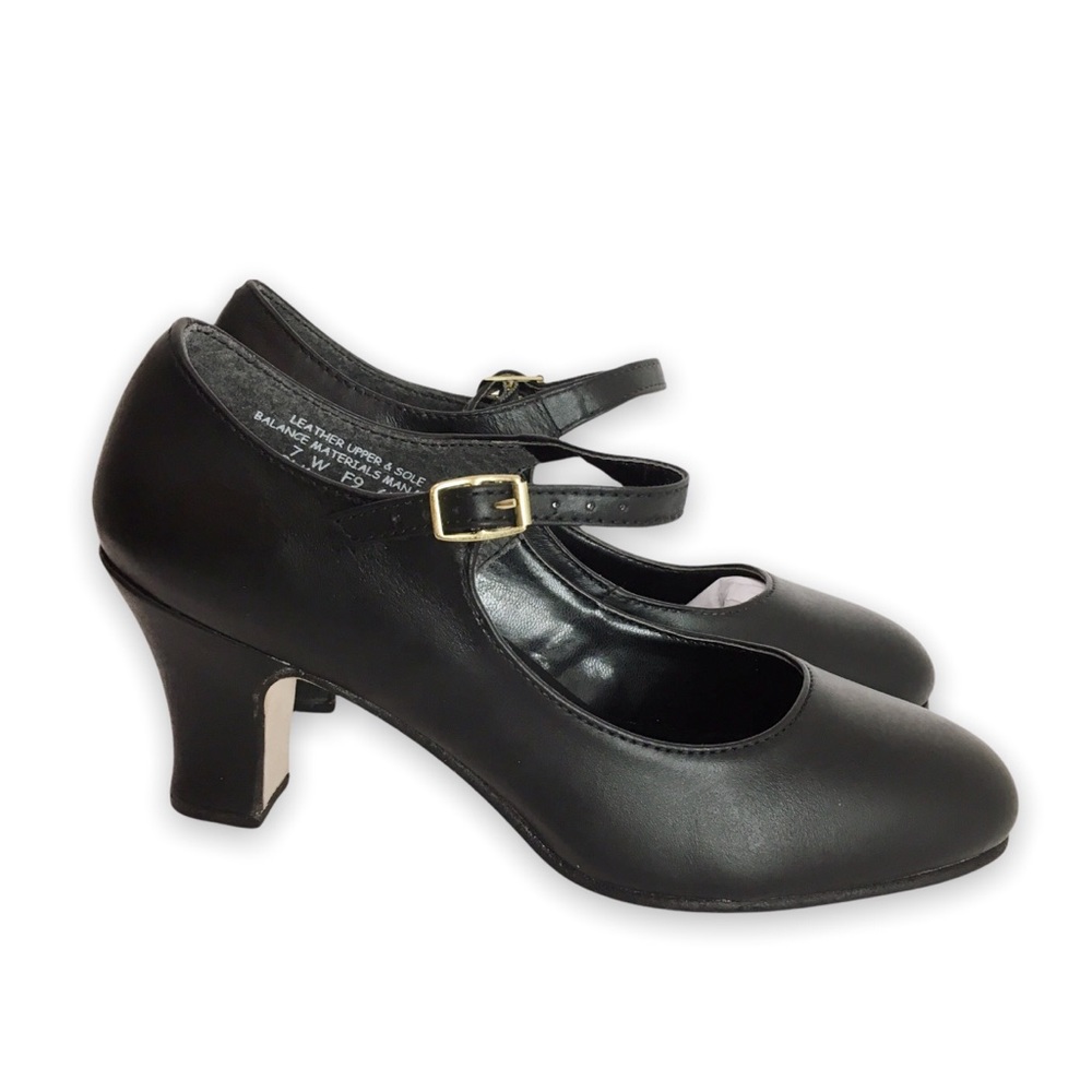 7W 7 WIDE Capezio 653 Women's Manhattan Character Black Dance Shoes Heels NEW